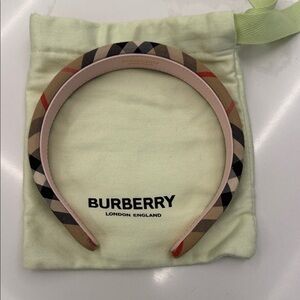 Burberry Beige and Black Checkered Headband